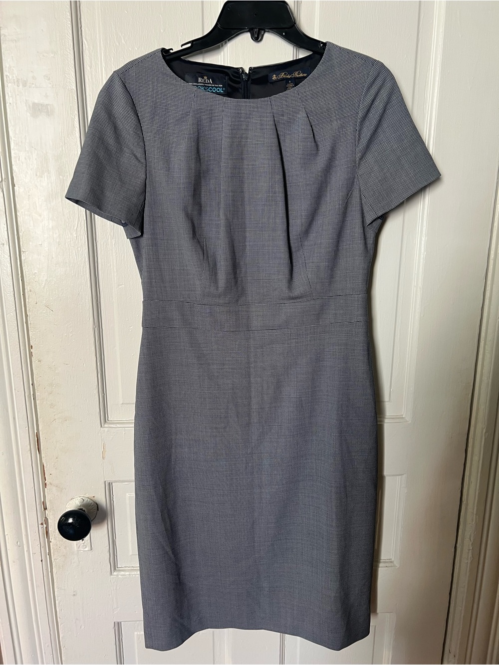 Brooks Brothers Navy Checked Sheath Dress Size 6